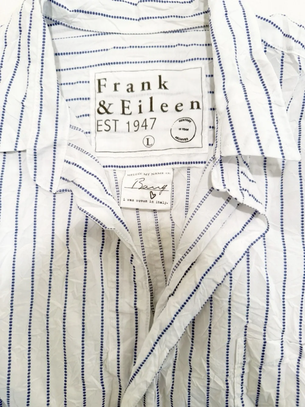 Frank & Eileen Barry Style Button-Up Blue Dotted Stripe Top - Picture 4 of 8